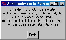 Schlüsselworte in Python